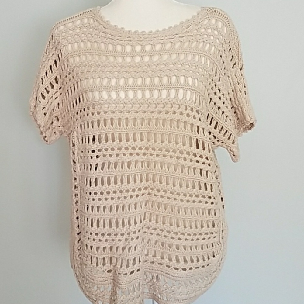 Chico’s Crotchet Short Sleeve Pull-over Sweater